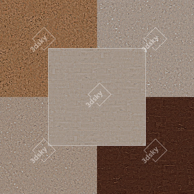 Seamless Cork Wall Coverings: Corkart 600*300 - Part 2 3D model image 1