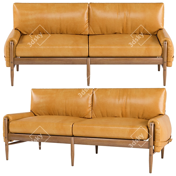 Brazilian-Inspired Maple Sofa 3D model image 2