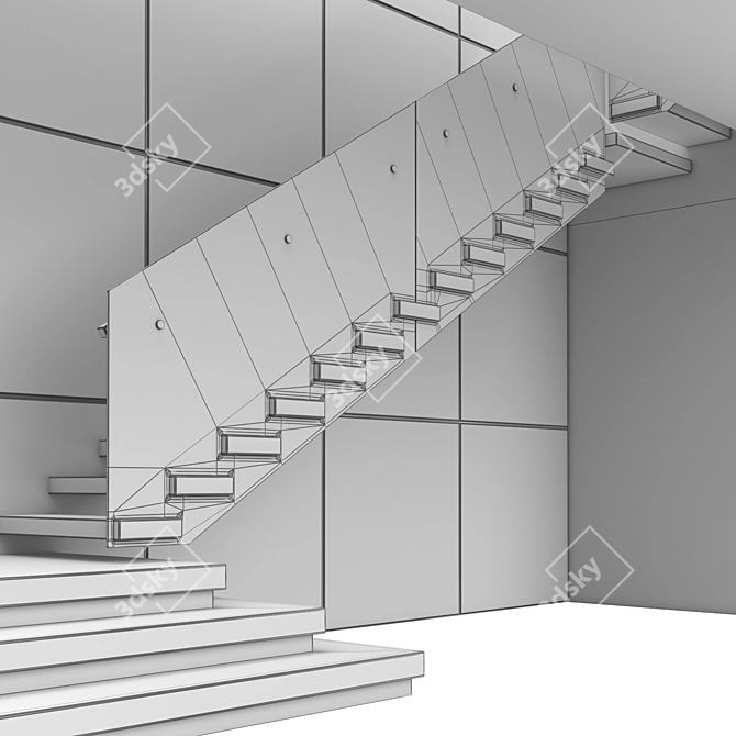 Modern Stairs 2 - Wood, Concrete & Glass 3D model image 19