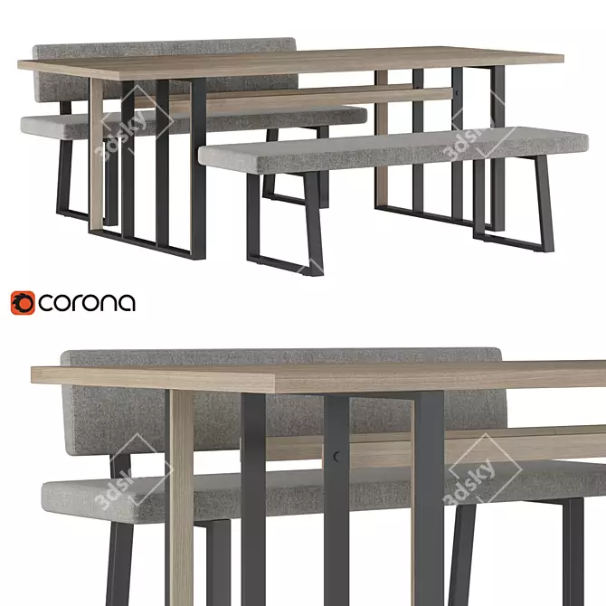 Sleek GRID Dining Set 3D model image 1