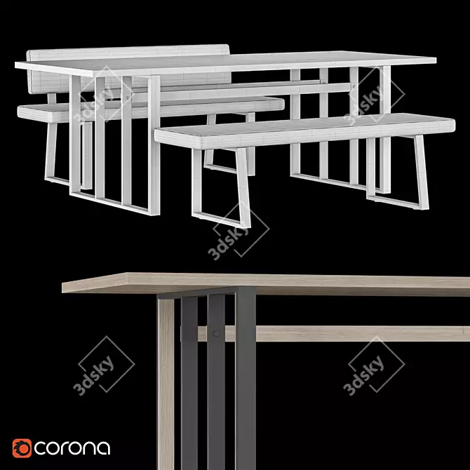 Sleek GRID Dining Set 3D model image 2