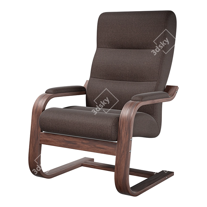 Luxury Oscar Armchair - Walnut Wood Frame 3D model image 1