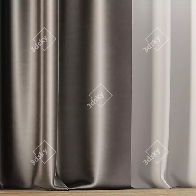 Sleek Geometry Curtains 3D model image 2