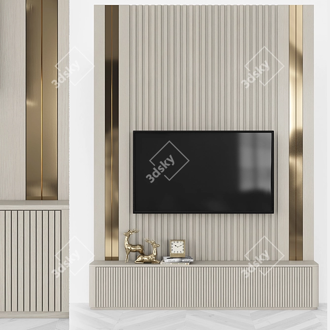 Modern TV Wall Set 46" - Stylish Home Entertainment Center 3D model image 2