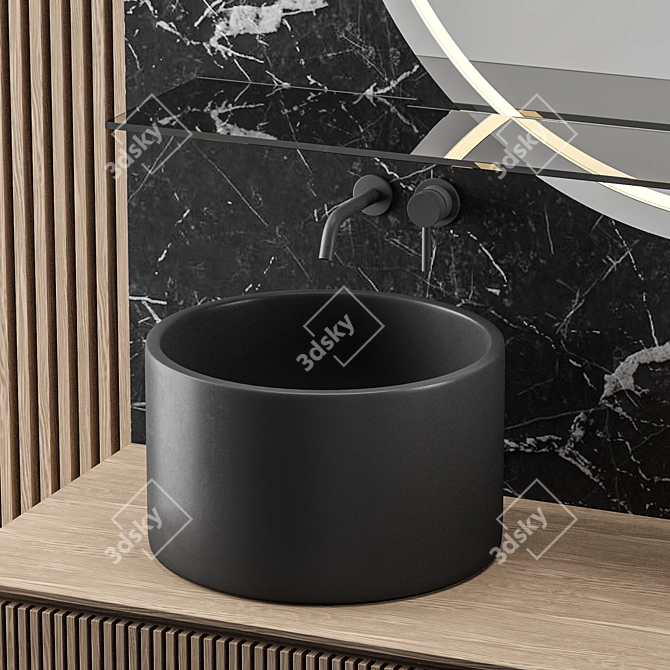 Elegant Dark Bathroom: 3D Model 3D model image 3