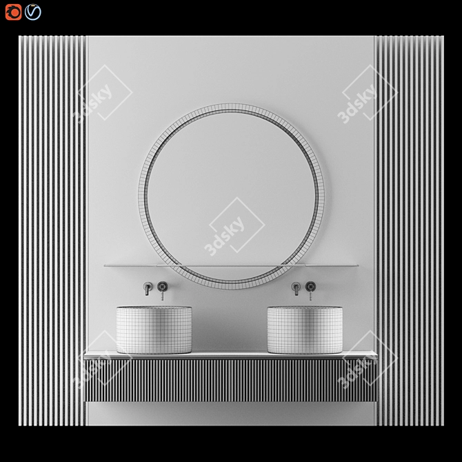 Elegant Dark Bathroom: 3D Model 3D model image 4