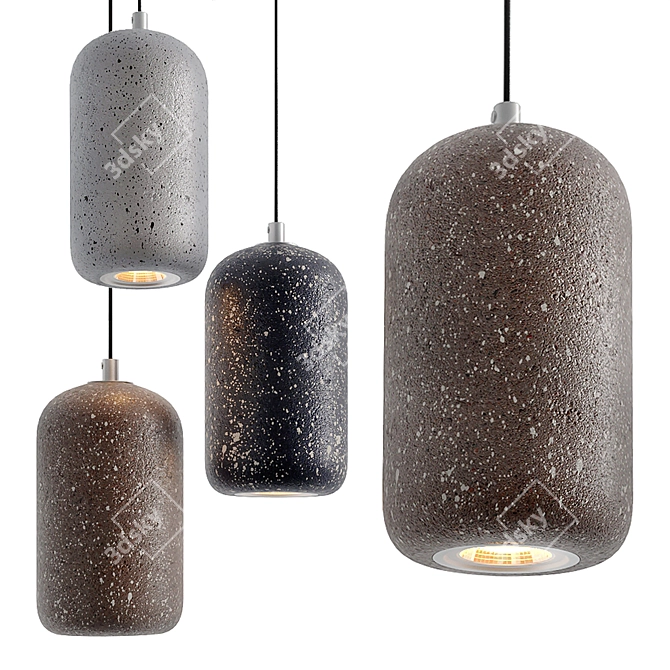 Sleek Nordic Cement Pendant Lighting 3D model image 1