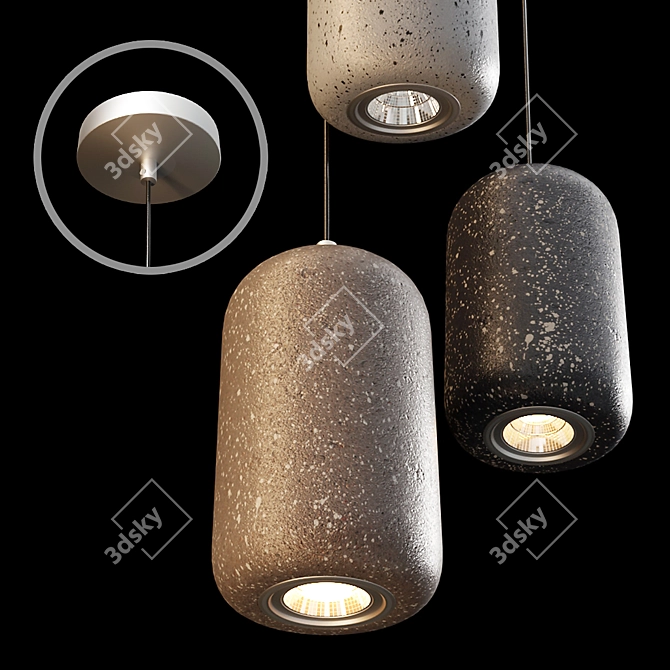 Sleek Nordic Cement Pendant Lighting 3D model image 3