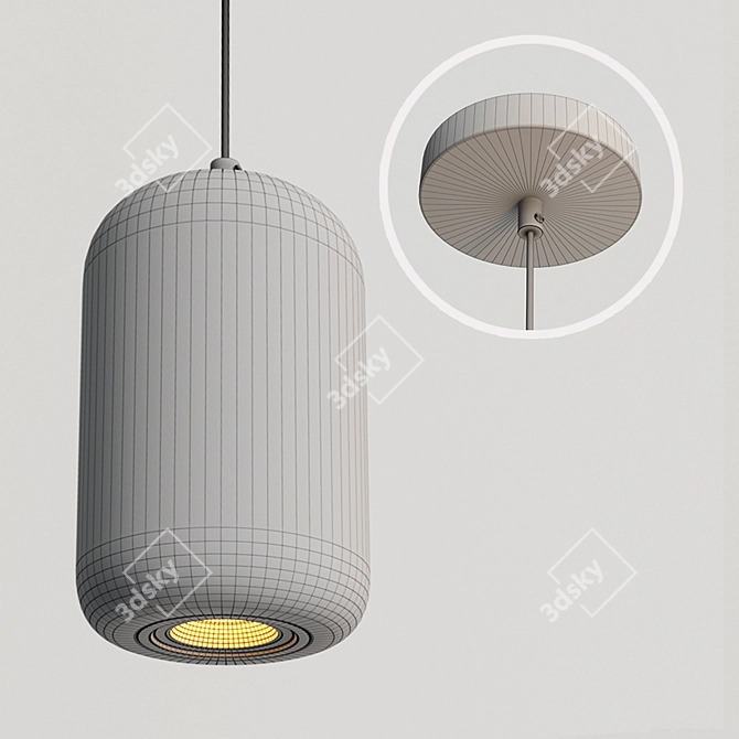 Sleek Nordic Cement Pendant Lighting 3D model image 4