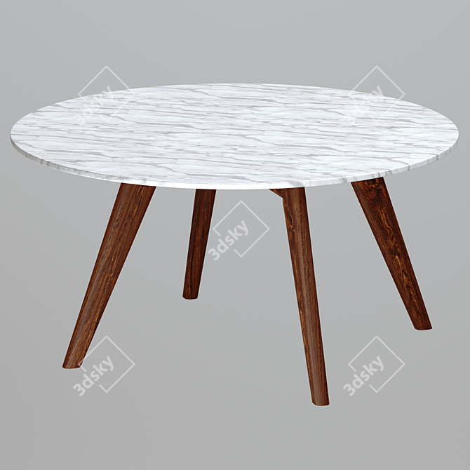 Mid-Century Charm: Riley Marble Coffee Table 3D model image 1