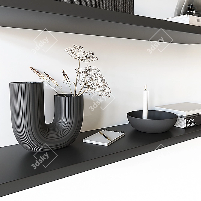 Title: Elegant Bookshelf Set with Decorative Accessories 3D model image 2