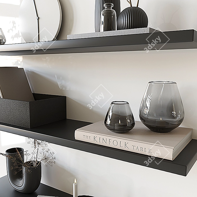 Title: Elegant Bookshelf Set with Decorative Accessories 3D model image 3