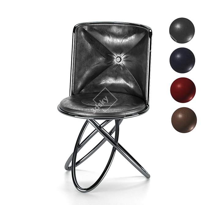 Sleek Steel Leather Chair 3D model image 1