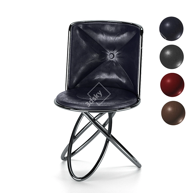 Sleek Steel Leather Chair 3D model image 2