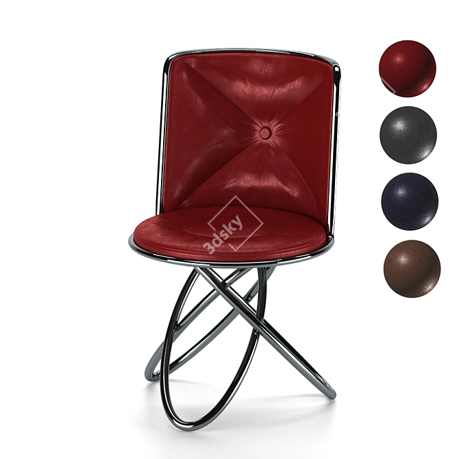 Sleek Steel Leather Chair 3D model image 3