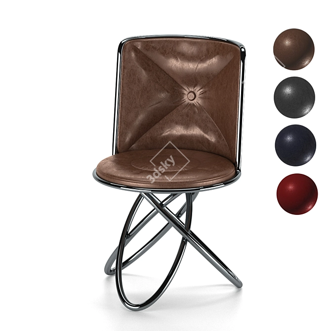 Sleek Steel Leather Chair 3D model image 4