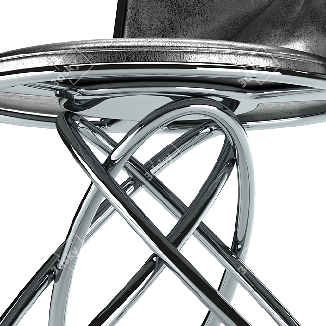 Sleek Steel Leather Chair 3D model image 6