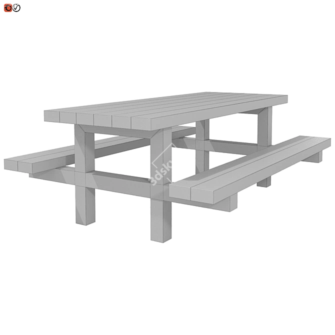 Park Bench-Table Combo 3D model image 2