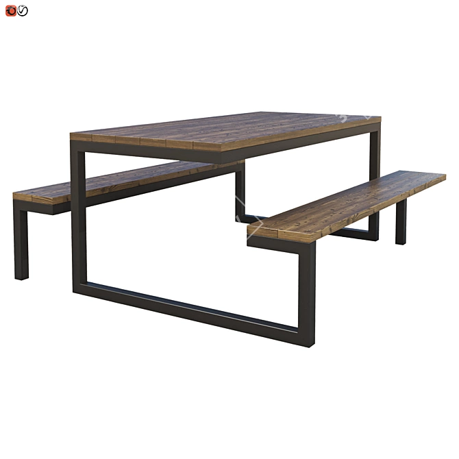 Outdoor Park Bench-Table Combination 3D model image 1