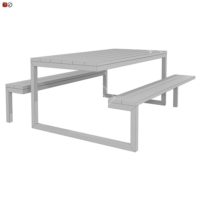 Outdoor Park Bench-Table Combination 3D model image 2
