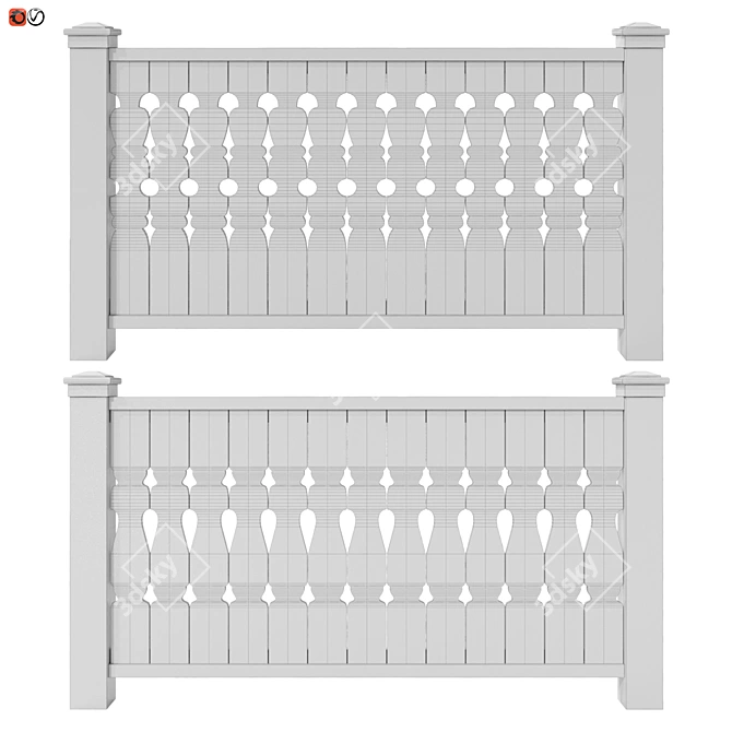 Stylish Terrace Railing Set 3D model image 2