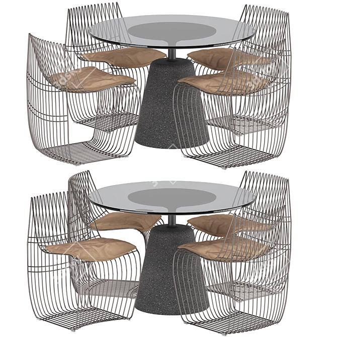 Rock Table & Sign Filo Chairs: Stylish Set for Modern Spaces 3D model image 1