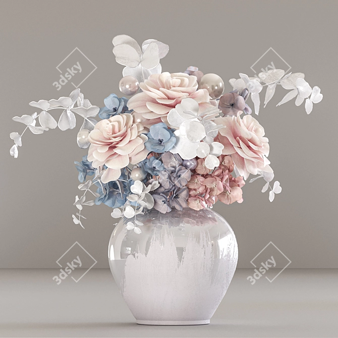 Pearl Rose Hydrangea Bouquet 3D model image 2