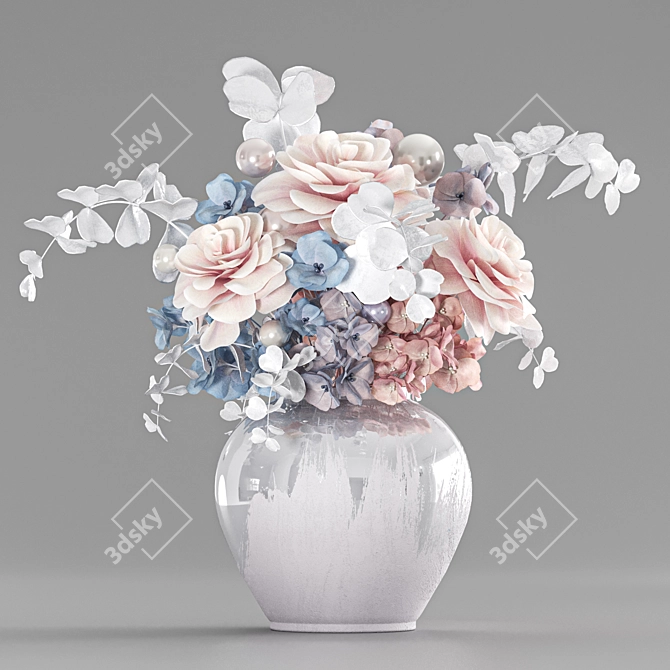 Pearl Rose Hydrangea Bouquet 3D model image 5