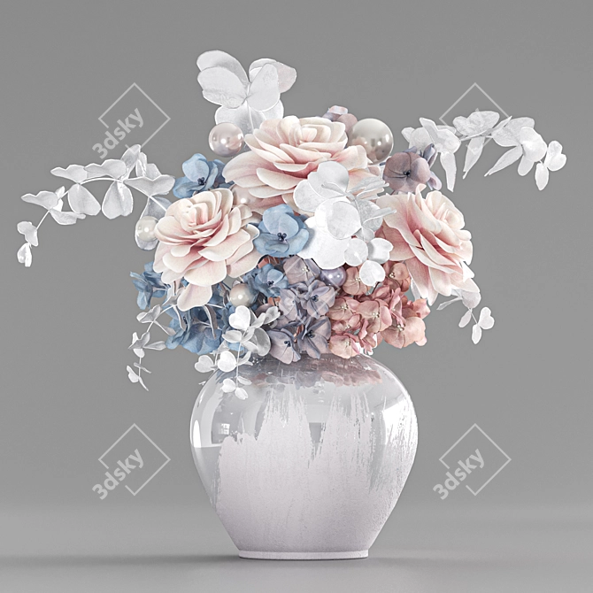 Pearl Rose Hydrangea Bouquet 3D model image 6