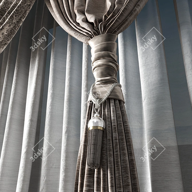 Elegant Classic Curtain Set 3D model image 3