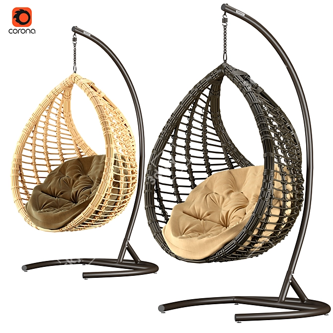 Eco-Rattan Hanging Chair 3D model image 1