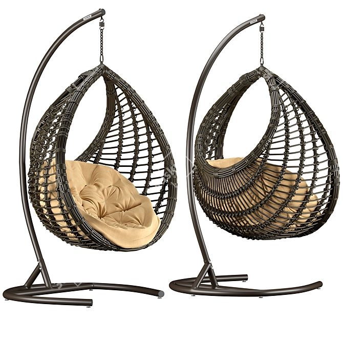 Eco-Rattan Hanging Chair 3D model image 2