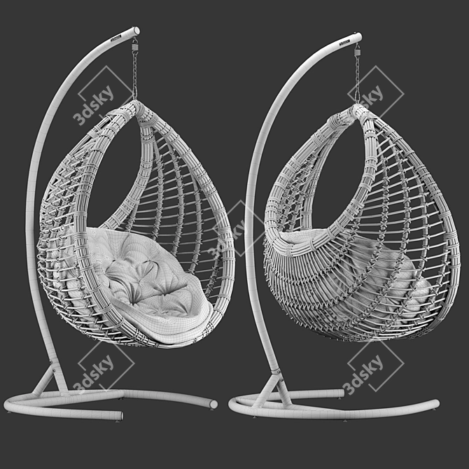 Eco-Rattan Hanging Chair 3D model image 6