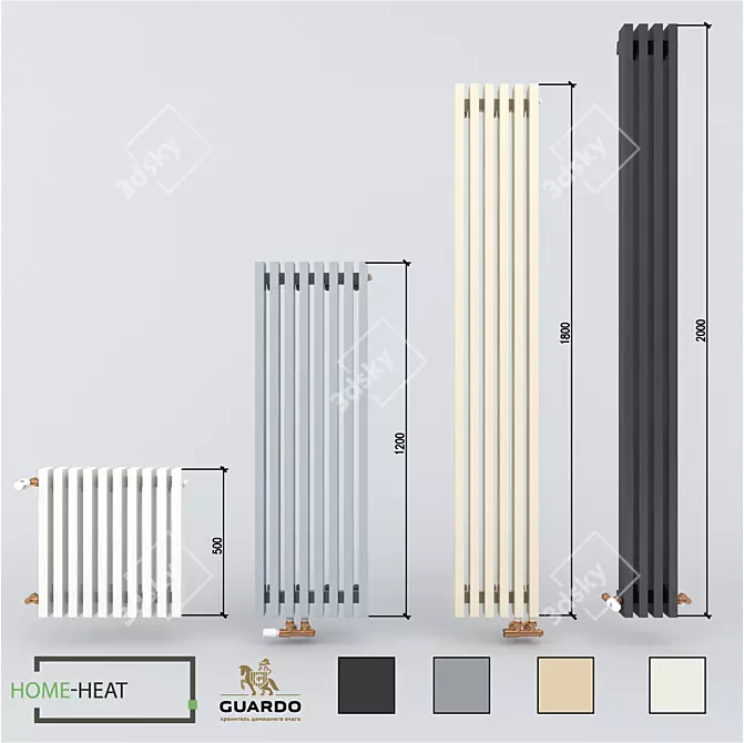 Guardo Retta 6P Vertical Radiator 60x30 3D model image 1