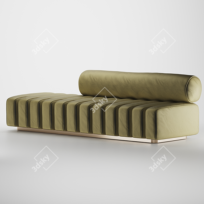 Bronze Modern Line Tufted Bench 3D model image 1