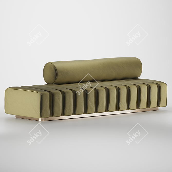 Bronze Modern Line Tufted Bench 3D model image 2