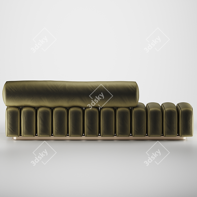 Bronze Modern Line Tufted Bench 3D model image 4