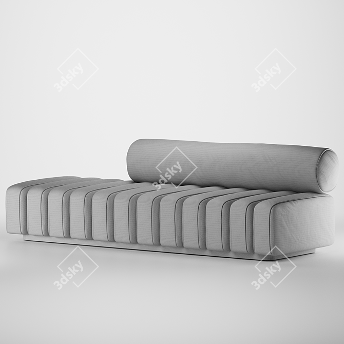 Bronze Modern Line Tufted Bench 3D model image 6