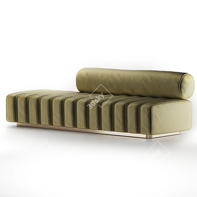 Bronze Modern Line Tufted Bench 3D model image 8