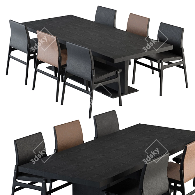 Elegant Poliform Table & Ipanema Chair Set 3D model image 1