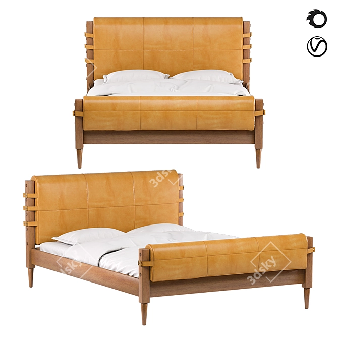 Brazilian Leather Lounge Bed 3D model image 1