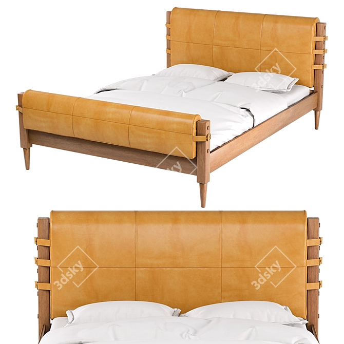 Brazilian Leather Lounge Bed 3D model image 2