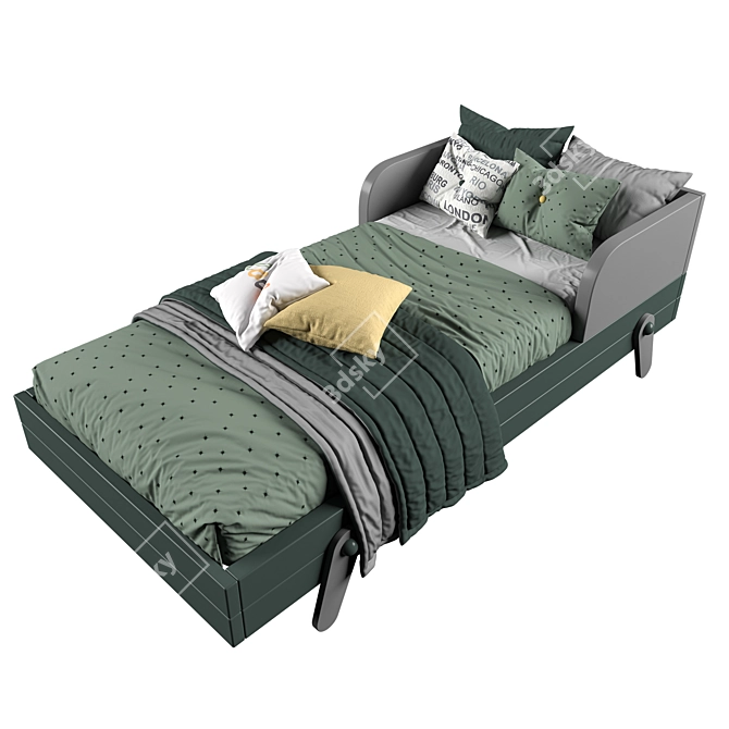 Modern Dual-Color Bed 90x200cm 3D model image 3