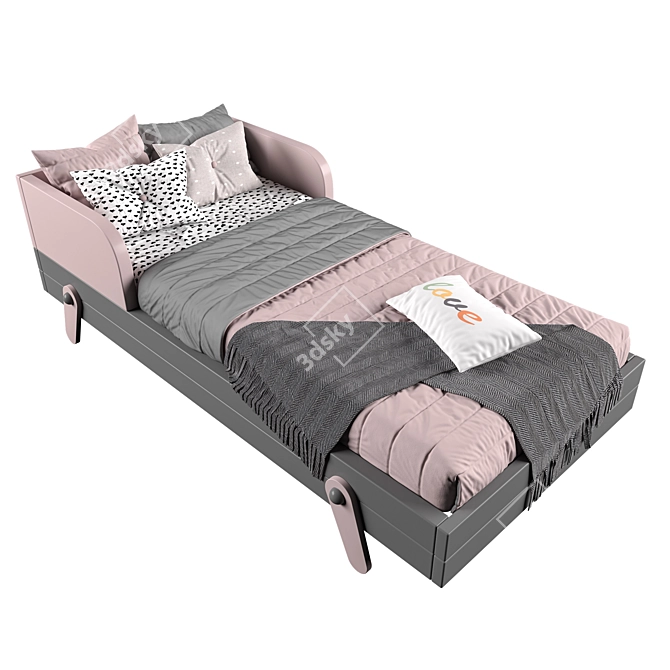 Modern Dual-Color Bed 90x200cm 3D model image 4