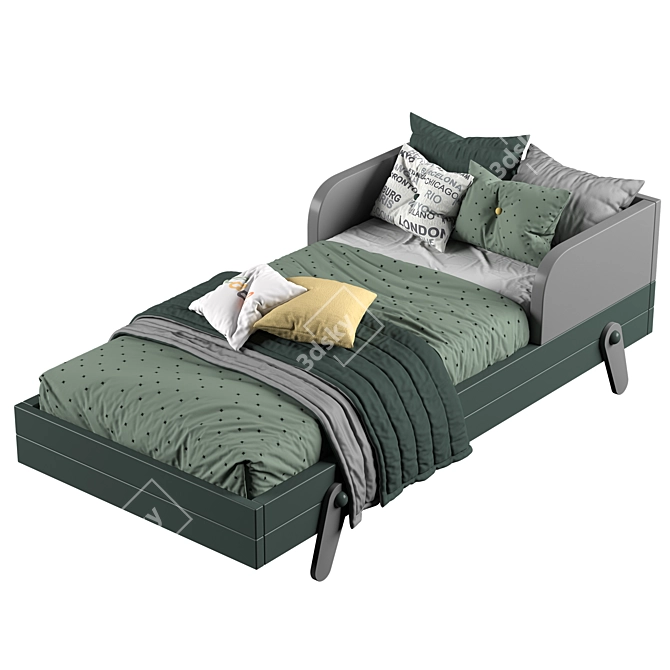 Modern Dual-Color Bed 90x200cm 3D model image 13