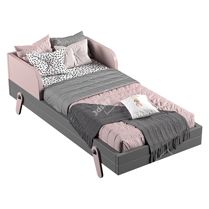Modern Dual-Color Bed 90x200cm 3D model image 14