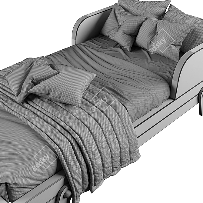 Modern Dual-Color Bed 90x200cm 3D model image 15