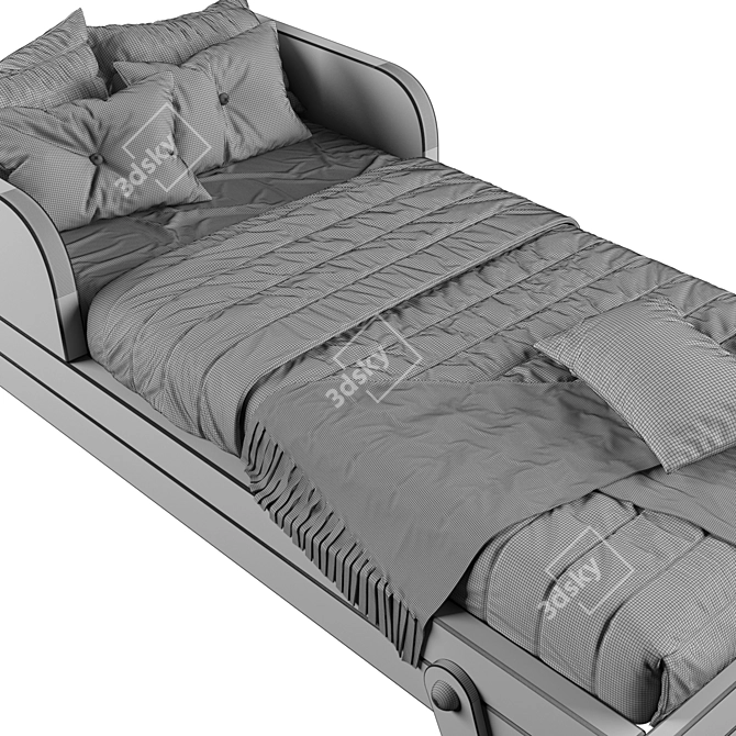 Modern Dual-Color Bed 90x200cm 3D model image 16