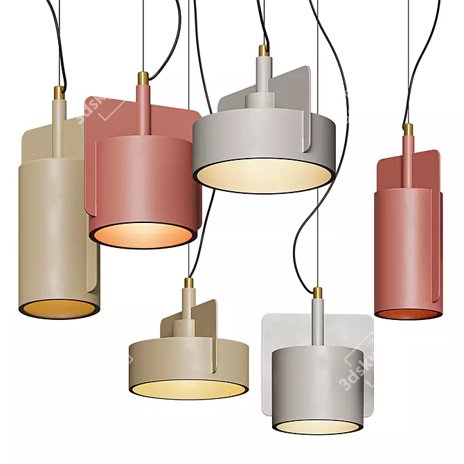 Nordic Industrial Cement Pendant Light 3D model image 1