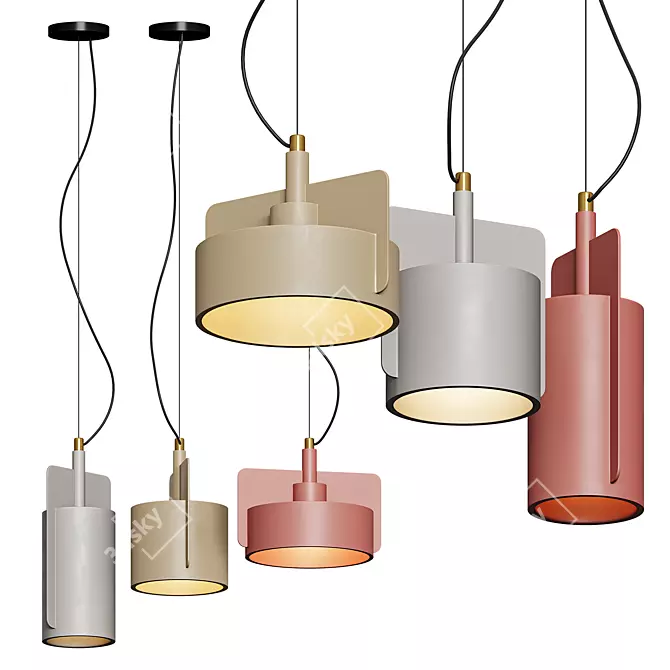 Nordic Industrial Cement Pendant Light 3D model image 2